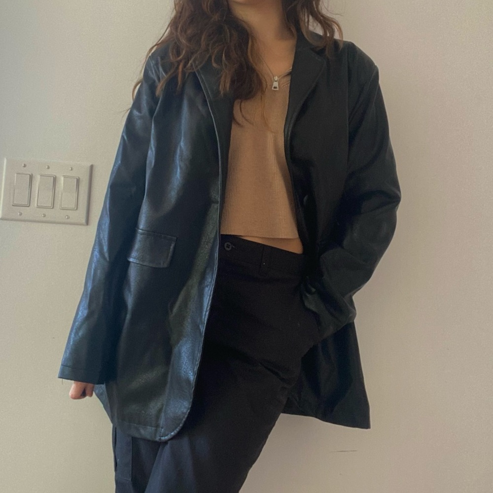 Nasty Gal Oversized vegan leather blazer jacket